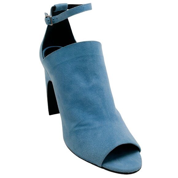 Pierre Hardy Blue Suede Caress Peep Toe Shooties with Ankle Strap - Picture 1 of 8